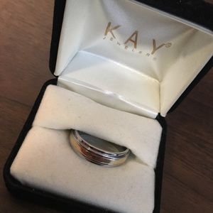 Stainless steel ring with 10k gold plating